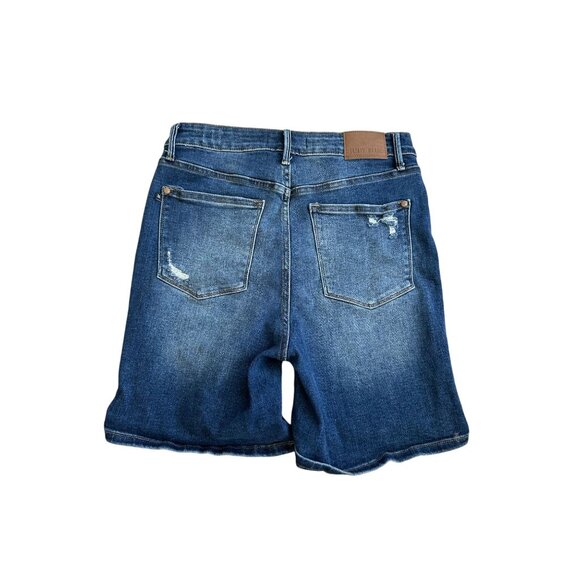 JUDY BLUE Medium Wash Stretch Distressed Jeans Shorts Size XL - Picture 8 of 10